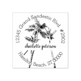 Tropische Palmenbäume handgeschriebene Rücksendead Gummistempel