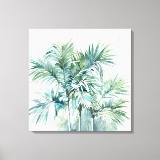 Tropische Palmenbäume in Aquarellfarben, Leinwand (Vorderseite)