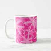 Tropische Palmenbäume, Mit Monogramm, heiß rosa Kaffeetasse (Links)