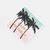 Tropische Palmenbäume Rosa Minze Geburtstag Serviette (Ecke)