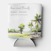 Tropische Palmenbäume Wasserfarbenhochzeit Dosenkühler (Vorderseite)