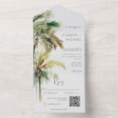 Tropische Palmenbaumen Moderner QR-Code All In One Einladung (Innen Boden)