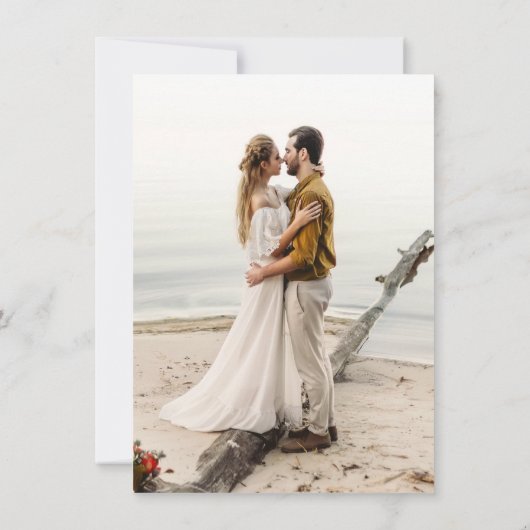 Tropische Palmenbaumküste Hochzeit speichern Sie d Einladung (Rückseite)