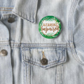 Tropische Palmenblätter Grün Gold Schwerhörig Button (Beispiel)