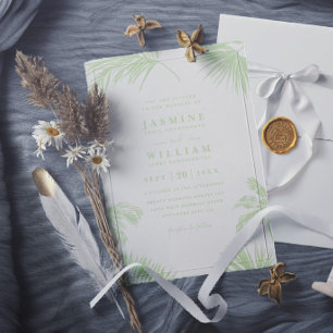 Tropische Palmenblätter Ziel Elegante Hochzeit Einladung