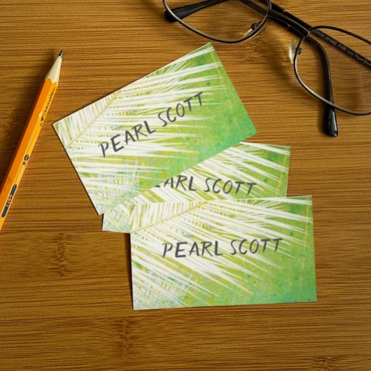 Tropische Palmenblätternatur, grün und weiß Visitenkarte