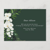 Tropische Palmenblüte wird mein Blumenmädchen sein Einladungspostkarte (Rückseite)