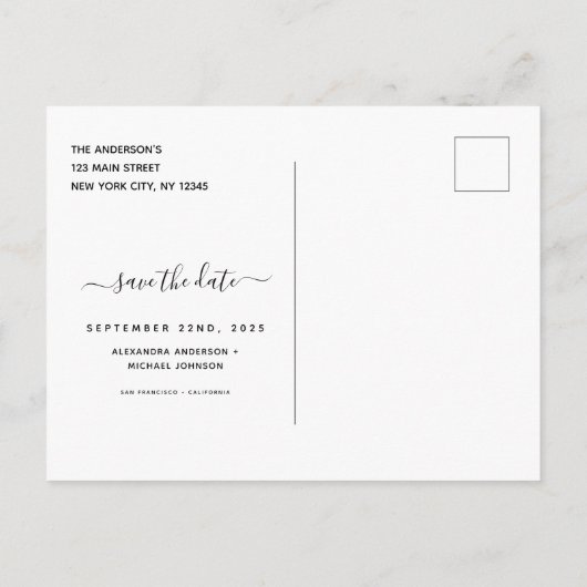 Tropische Palmenflora Wasserfarbe Save the Date Ankündigungspostkarte (Rückseite)