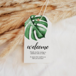 Tropische Palmengrün - Begrüßungstags Geschenkanhänger
