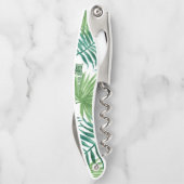 Tropische Palmengrün Monogram Kellnermesser (Rückseite)