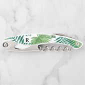 Tropische Palmengrün Monogram Kellnermesser (Vorderseite)