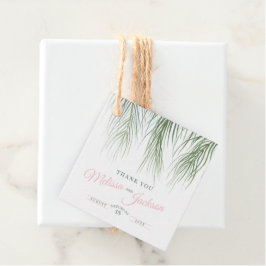 Tropische Palmenhochzeit dank dunkelgrünem, rosa W Geschenkanhänger