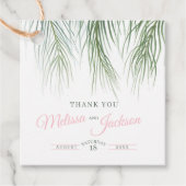 Tropische Palmenhochzeit dank dunkelgrünem, rosa W Geschenkanhänger (Vorderseite)