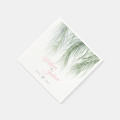 Tropische Palmenhochzeit, dunkelgrün, weiß Serviette (Ecke)