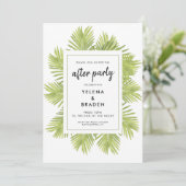 Tropische Palmenhochzeit nach dem Party Einladung (Stehend Vorderseite)