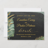 Tropische Palmenhochzeit rettet das Datum Save The Date (Rückseite)