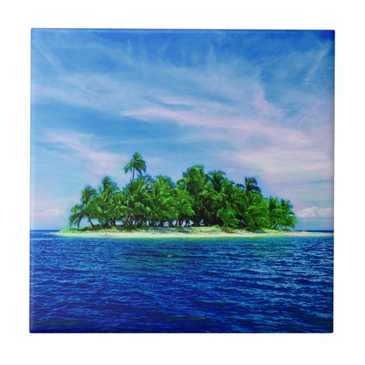 Tropische Palmeninsel Fliese (Vorderseite)