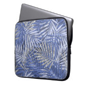 TROPISCHE PALMFRONEN AUS BLAU UND SILBER LAPTOPSCHUTZHÜLLE (Vorderseite Links)