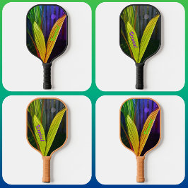 Tropische Palmfronten leuchtend farbenfroh Persona Pickleball Schläger