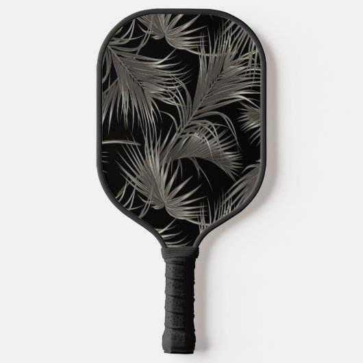 Tropische Palmfronten mit Monogramm-Initialen Pickleball Schläger (Rückseite)