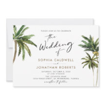 Tropische Palms-Kalligraphie-Hochzeit in Urlaubsor