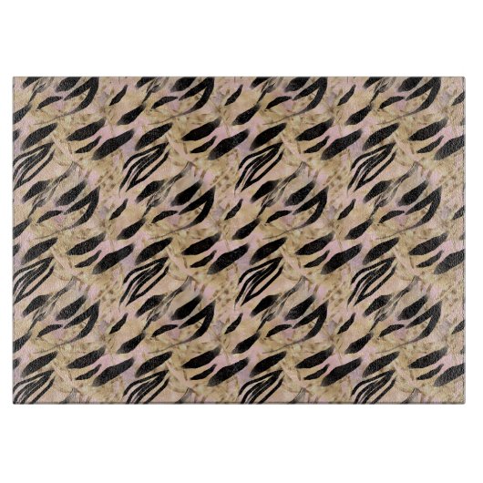 Tropische Palms Tiger Animal Print Schneidebrett (Vorderseite)