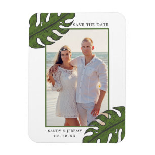 Tropische Palmwedel-Foto Hochzeit Save the Date Magnet