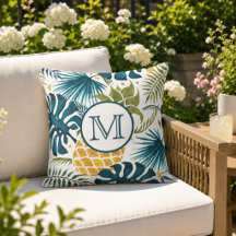 Tropische Palmwedel goldener Ananas Monogramm