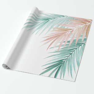 Tropische Palmwedel Pastell Rosa Grün Blau Geschenkpapier