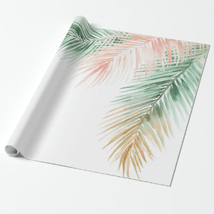 Tropische Palmwedel Pastell Rosa Grün Blau Geschenkpapier