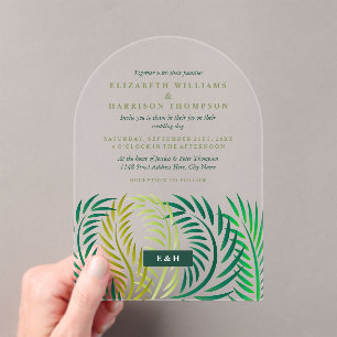 Tropische Palmwedel, Strandhochzeit Acryleinladungen