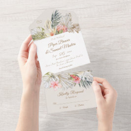 Tropische Pampas Botanicals Hochzeit in einem INVI All In One Einladung