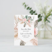 Tropische Pampasgras, Federn, rustikale | I Save The Date (Stehend Vorderseite)