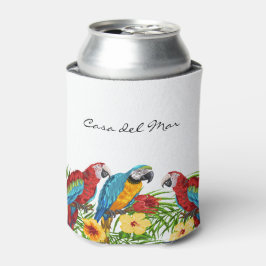 Tropische Papageien Blätter Sommerhaus Name Dosenkühler