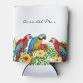 Tropische Papageien Blätter Sommerhaus Name Dosenkühler (Vorderseite)