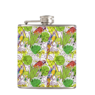 Tropische Papageien Flachmann