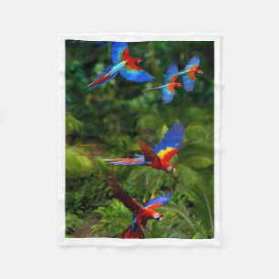 Tropische Papageien Flugdecke Fleecedecke