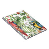 Tropische Papageien, Hibiskus: Aquarellmuster. Notizblock (Rechte Seite)