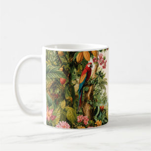 Tropische Papageien Kakaoblüten Aquarell Kaffeetasse