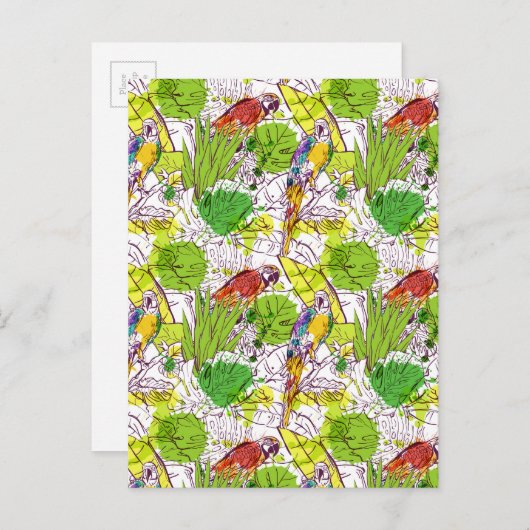 Tropische Papageien Postkarte (Vorne/Hinten)