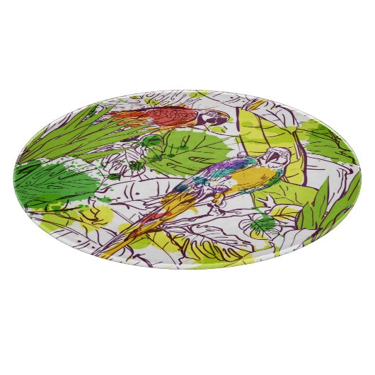 Tropische Papageien Schneidebrett (Ecke)