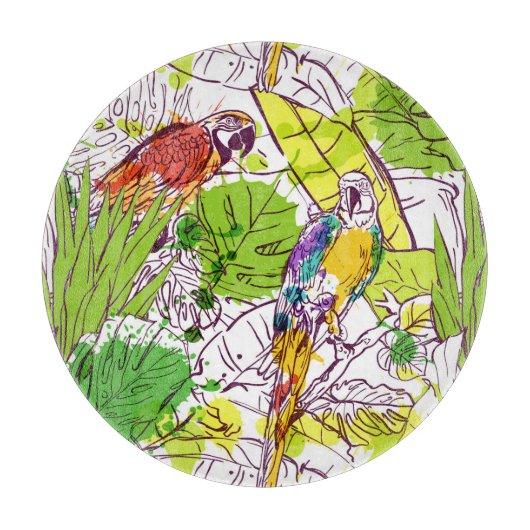 Tropische Papageien Schneidebrett (Vorderseite)
