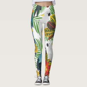 Tropische Papageien, Vintage nahtlose Muster. Leggings