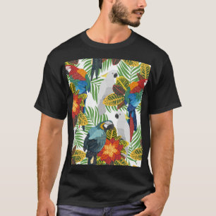Tropische Papageien, Vintage nahtlose Muster. T-Shirt
