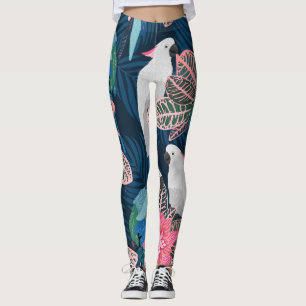 Tropische Papageien: Vintages nahtloses Muster Leggings