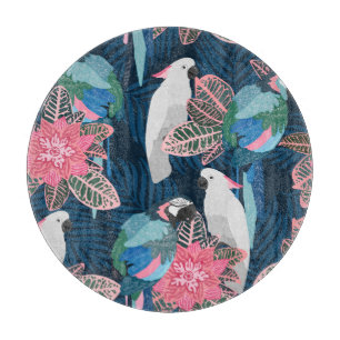 Tropische Papageien: Vintages nahtloses Muster Schneidebrett