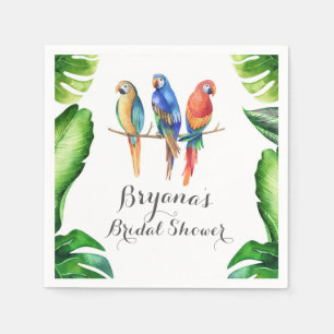 Tropische Papageien Vögel & Blätter Geburtstagspar Serviette