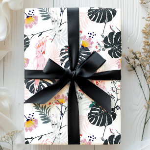 Tropische Papageienvögel Palmenblätter Geschenkpapier