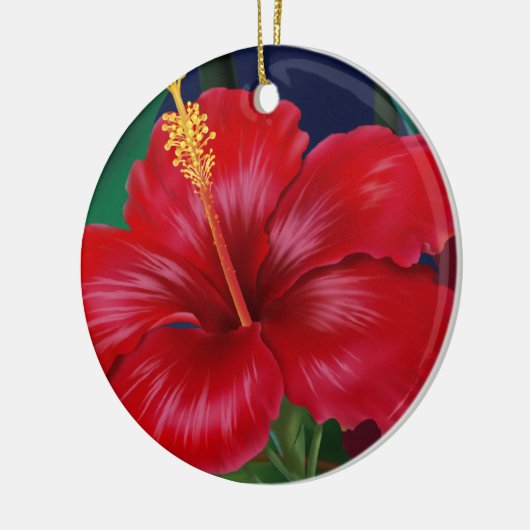 Tropische Paradies-Hibiskus-Verzierungen Keramik Ornament (Links)