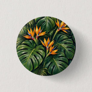 Tropische Paradiesvogel-Blumen-Anstecknadel Button
